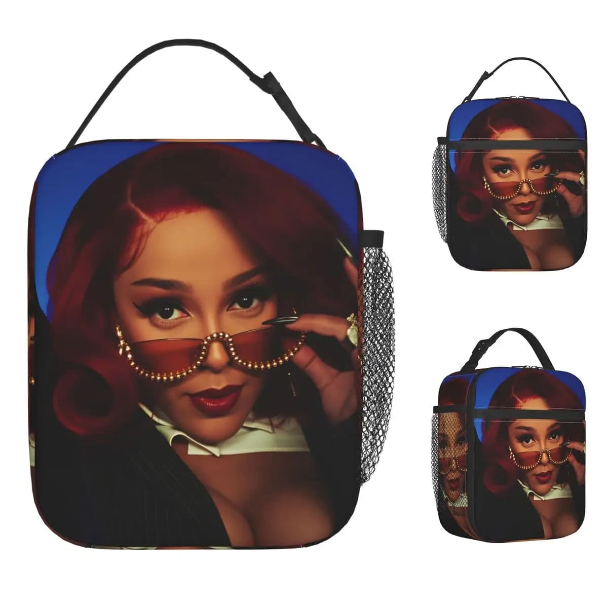 D-doja Cat Meme Borsa per il pranzo Scatola per il pranzo per il tempo libero Picnic all'aperto Comode borse termiche per borsa termica unisex con stampa Oxford