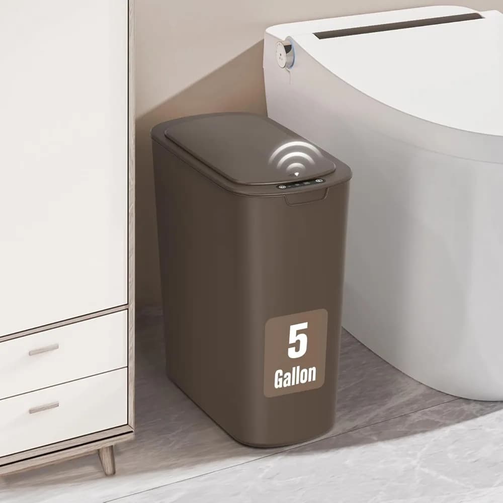 Pattumiera automatica con sensore di movimento da 5 galloni, cestino per rifiuti sottile senza contatto per bagno, ufficio, camera da letto, soggiorno