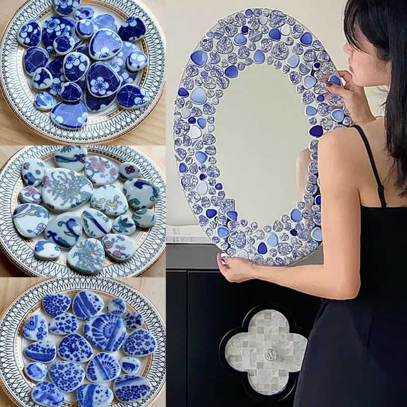 100g Multi Colore Irregolare Piastrelle A Mosaico In Ceramica Mosaico Fai Da Te Fare Pietre per Artigianato Hobby Arti Decorazione Della Parete Petalo arte ovale