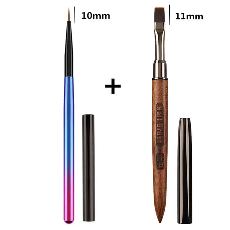 2 pennelli per nail art, per estensione delle unghie in gel, accessorio per ricostruzione unghie in acrilico, pennelli per nail art, pennello per gel.