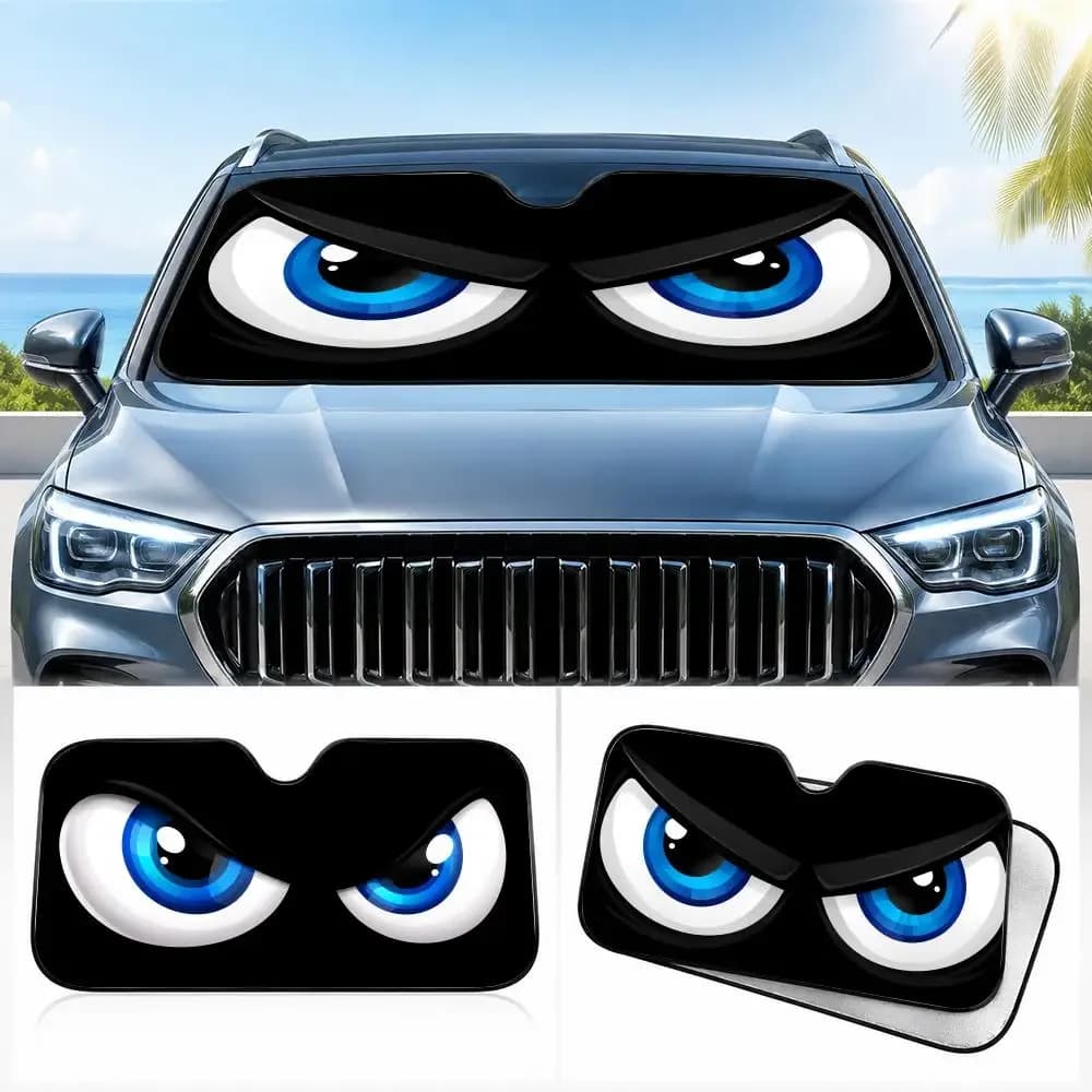 Angry Eye Design Sun Visor Car Windshield Sunshade UV Protection Reflective Foldable Heat Insulation Cover