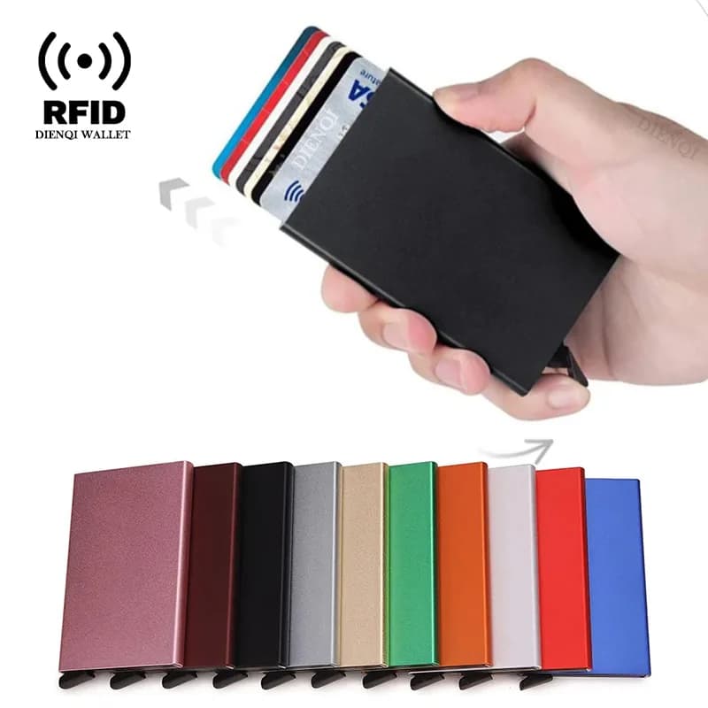Credit Card Holder Rfid Slim Smart Metal Wallet Women's Wallet Pop Up Minimalista Small Black Bag Mini Walets For Men