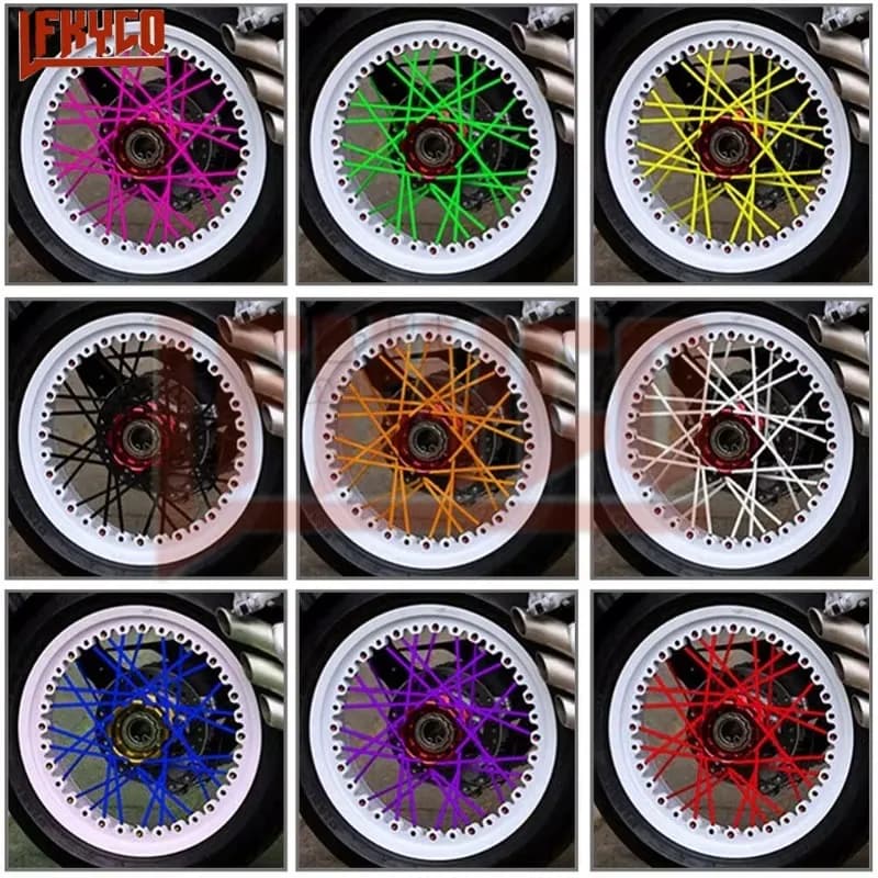 72PCS Moto Dirt Bike Spoke Skins Coperture Protezione per raggi Avvolge Cerchione Guard per Motocross Bici da bicicletta Accessori fantastici