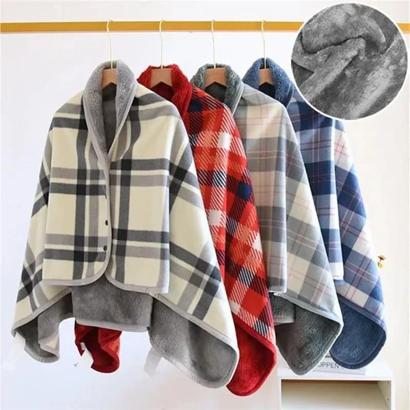 Coperta scozzese spessa Coperta indossabile invernale calda Coperta da viaggio per ufficio per adulti Coperte in morbido pile con scialle per la casa con bottoni