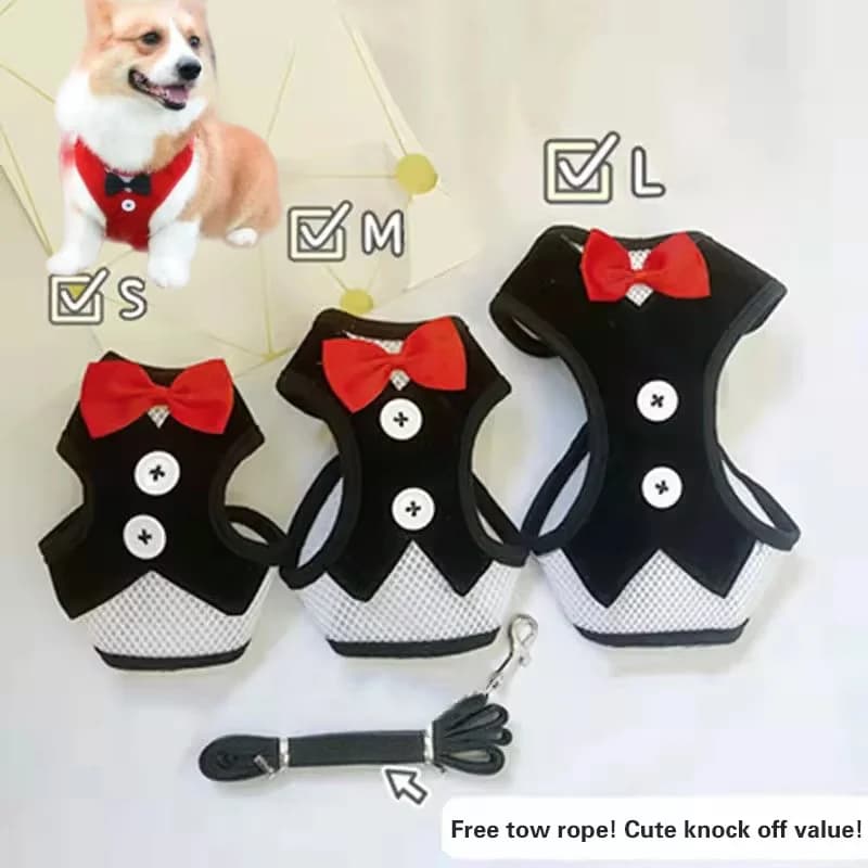 Pettorina a tracolla stile Dog Tank con guinzaglio per il petto e il collo, per cani e gatti, per passeggiate, accessori per animali domestici, guinzaglio a catena.