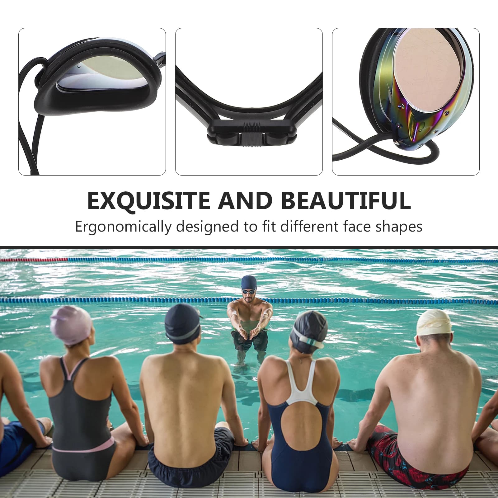 Black Swimwear for Adults Anti-sweeping Pool Equipment Water Transparent Long-Term Use Durable
