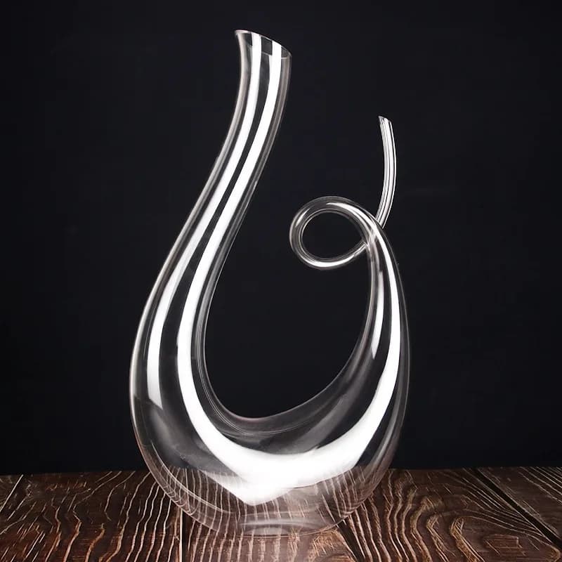 Decanter per Vino a Spirale a Collo di Cigno Unico, Aeratore in Vetro Soffiato a Mano Senza Piombo, Versatore Creativo per Vino Rosso con Design a Spirale, Perfetto per la Casa