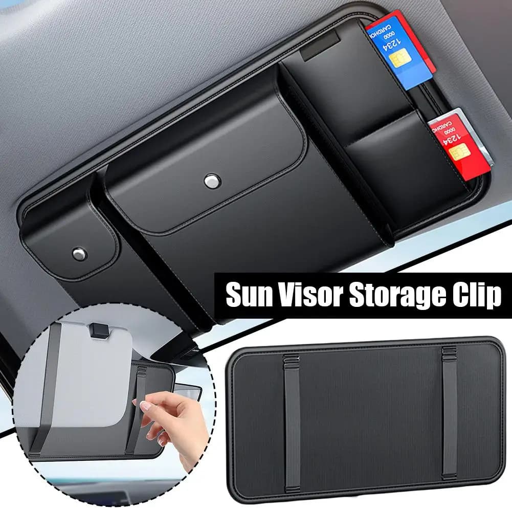 Portaocchiali multifunzionale per visiera parasole, portaoggetti per auto, porta documenti, portaocchiali da sole per auto, strumento di archiviazione per auto O0H9