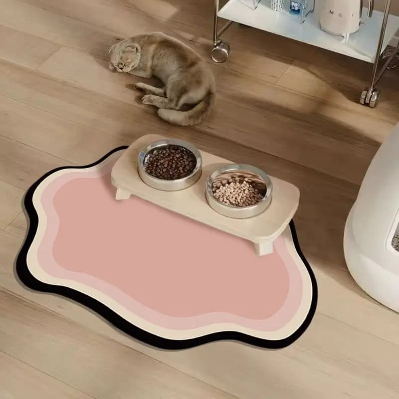 VIKAMA Placenta per animali domestici simpatico cartone animato, tappetino per cibo per cani, fango diatomea a prova di perdite, tappetino da cucina facile da mantenere e antiscivolo