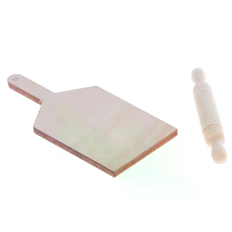 1:12 Dollhouse Miniatures Kitchen Cutting Board Rolling Pin Set Accessories Toys