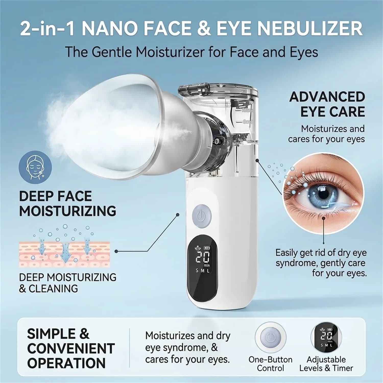 Mini Portable Facial Steamer - Nano Cold Spray Hydrating Apparatus Beauty Humidifier for Skincare