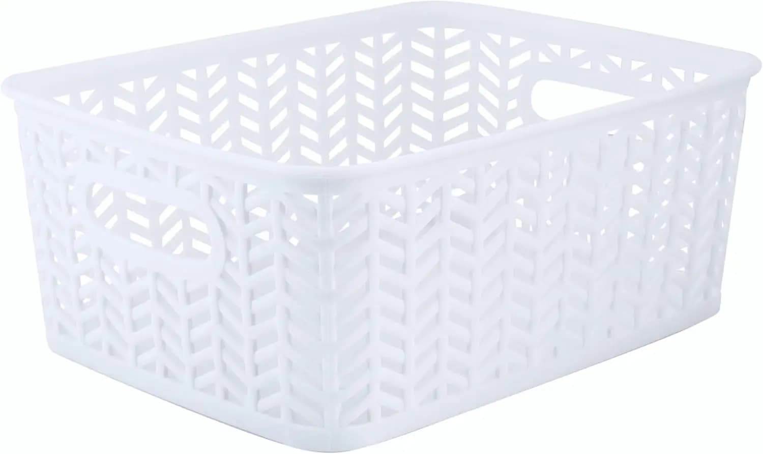 Cesto portaoggetti a spina di pesce per armadi, scrivanie, giocattoli - Contenitore decorativo bianco