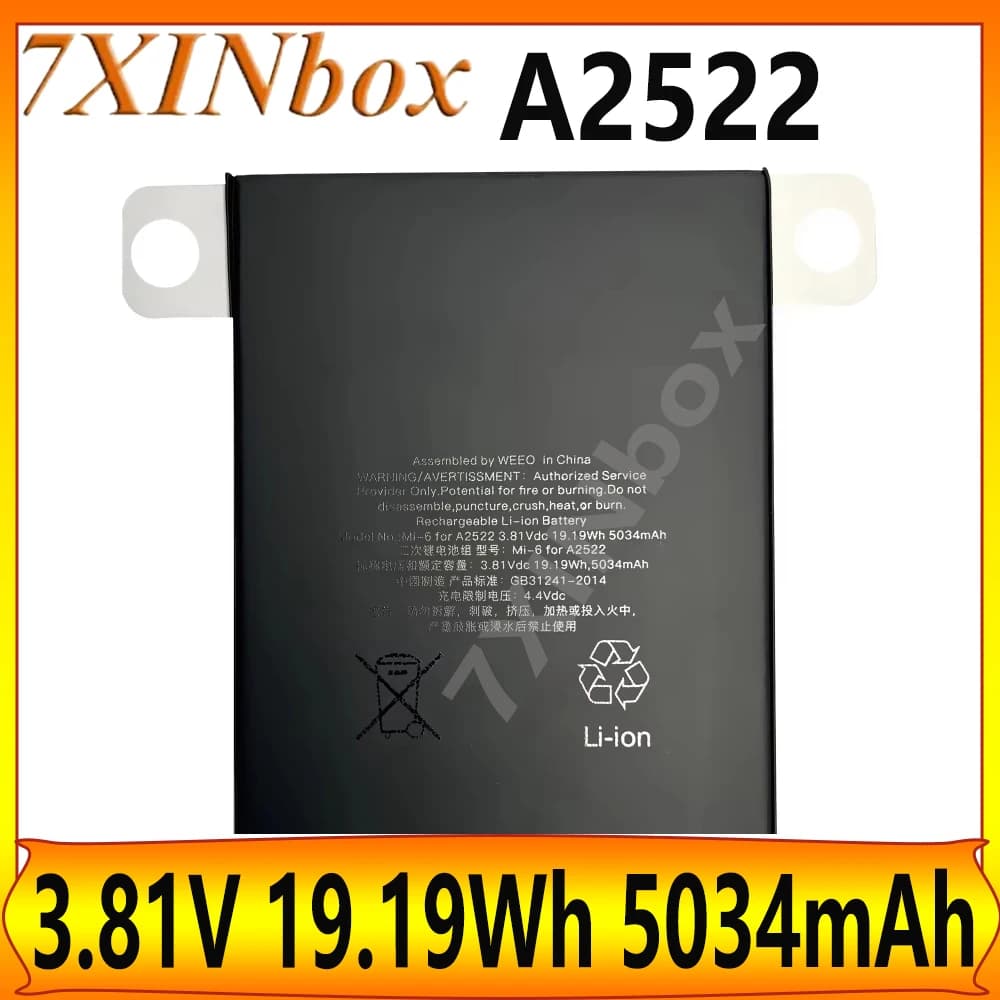 7XINbox 19.19Wh A2522 3.81V 5034mAh Batteria per tablet per APPLE iPad Mini 2021 Gen 6 6a generazione A2567 A2568 A2569 EMC 4043