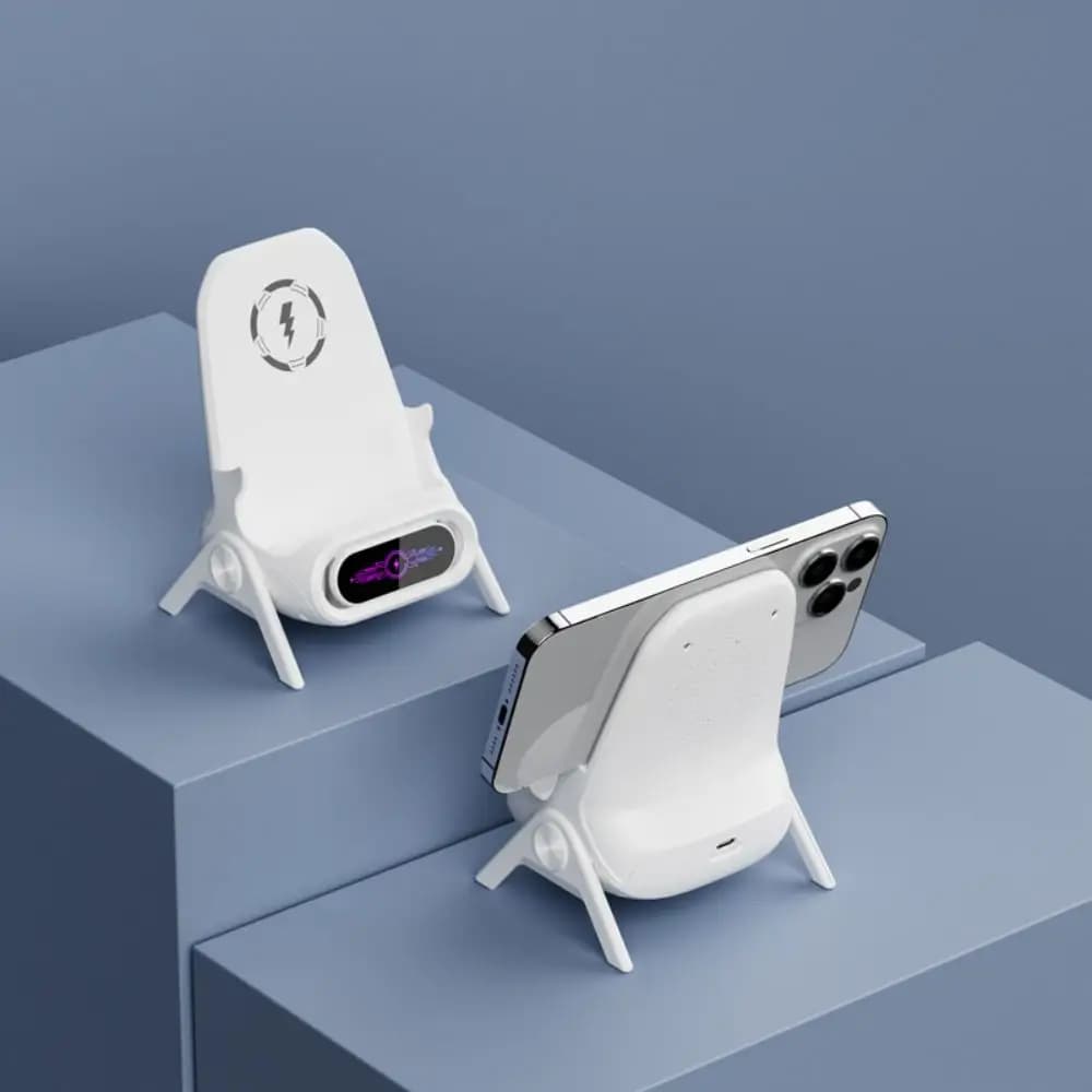 Caricatore Wireless Magnetico da 15W con 3 Teste Magnetiche, Caricatore per Telefono a Forma di Sedia con Raffreddamento Intelligente, Stabile e Universale