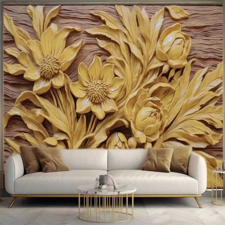 3D Parade Card in Relief with Stereoscopic Flowers for Bedroom, Living Room, TV Background, Decorative Wall for Home