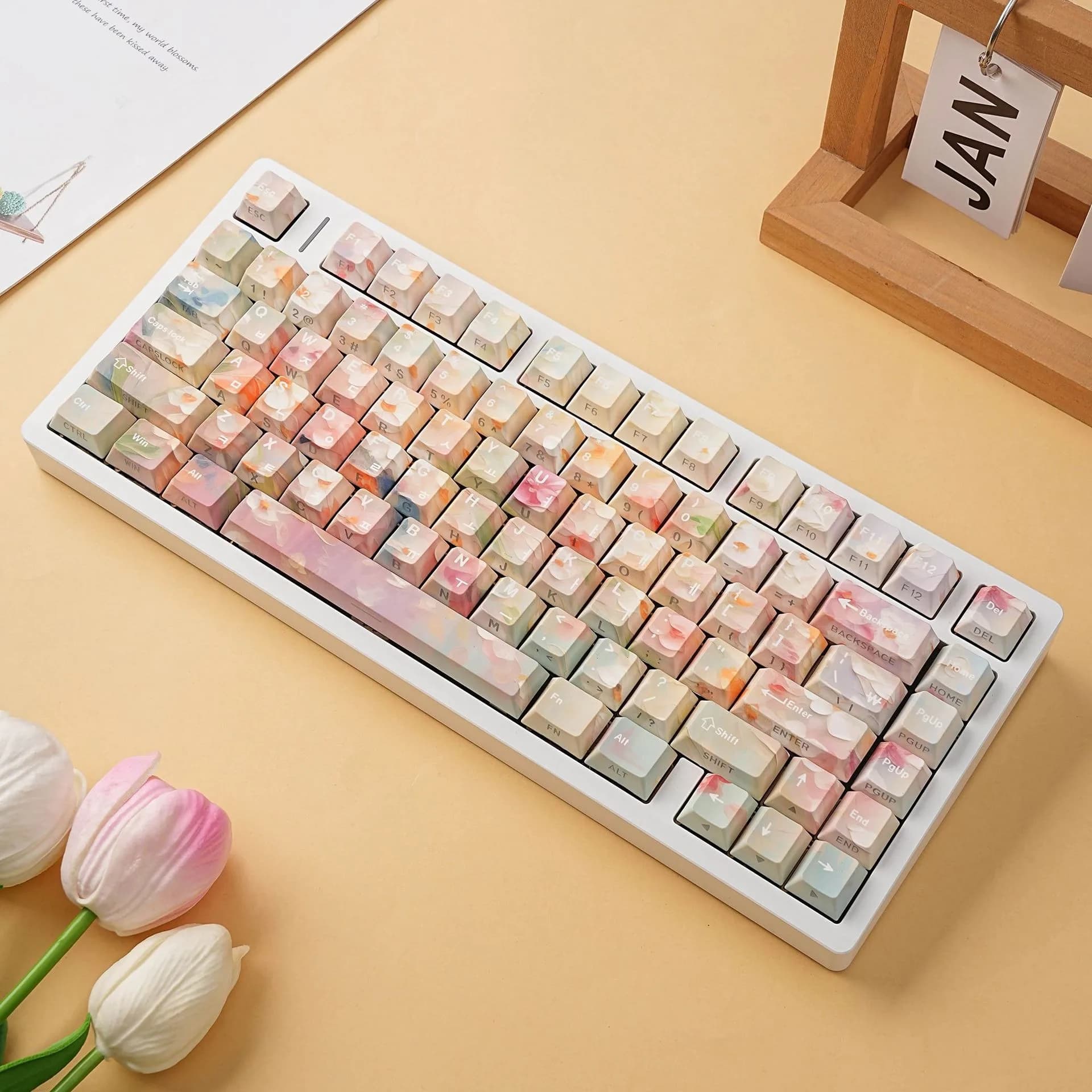 Mechanical Keyboard Garden Keycaps Spanish French German Korean Russian Arabic Japanese Cherry Profile PBT Side Print Keycap ISO