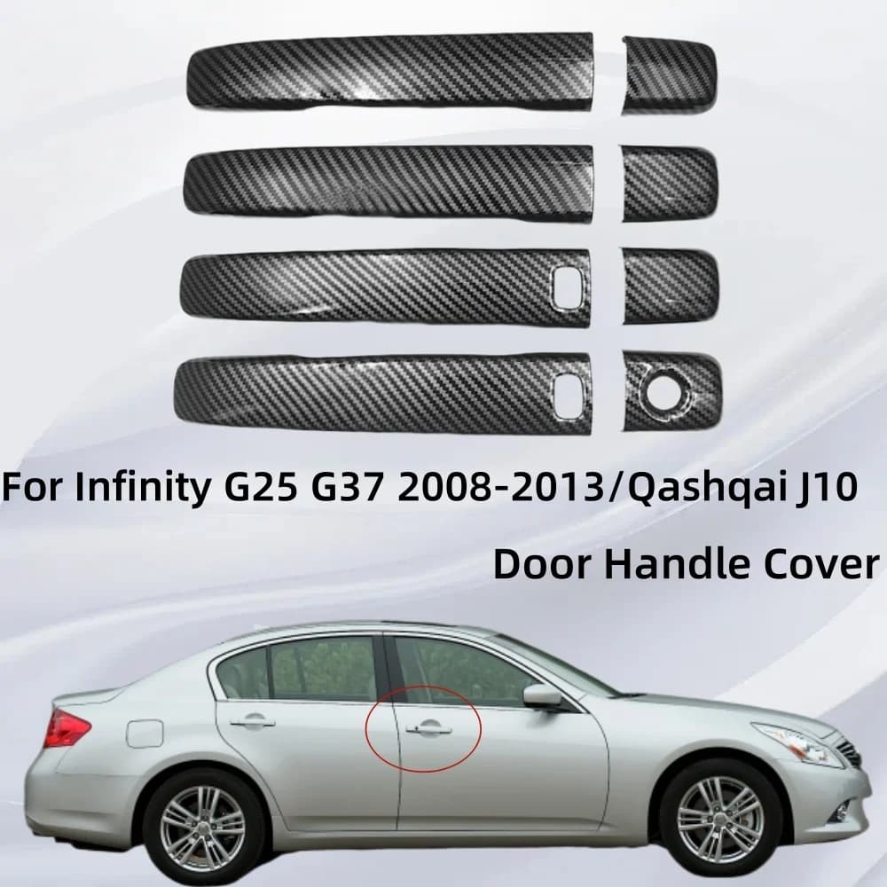 Car Accessories Exterior Chrome silver Carbon Fiber Carbon Fiber Door Handle Cover For Infinity G25 G37 2008-2013 Qashqai J10