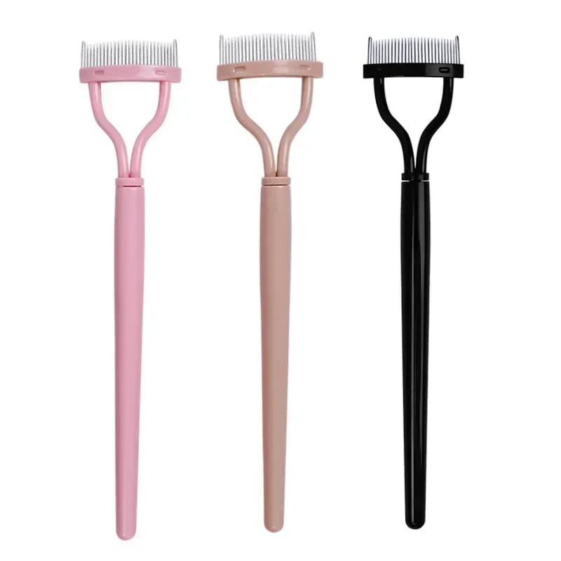 Spazzola Portatile per Ciglia, Separatore e Pettine in Acciaio Inossidabile, Strumento per Arricciare le Ciglia e Mascara, Accessorio per Trucco Occhi