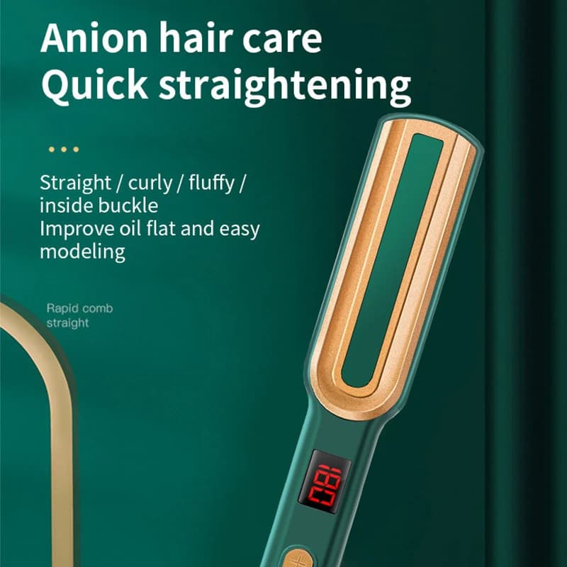 Pettine lisciante, piastra per capelli agli ioni negativi, arricciacapelli senza fili, piastra per capelli a doppio uso, mini portatile