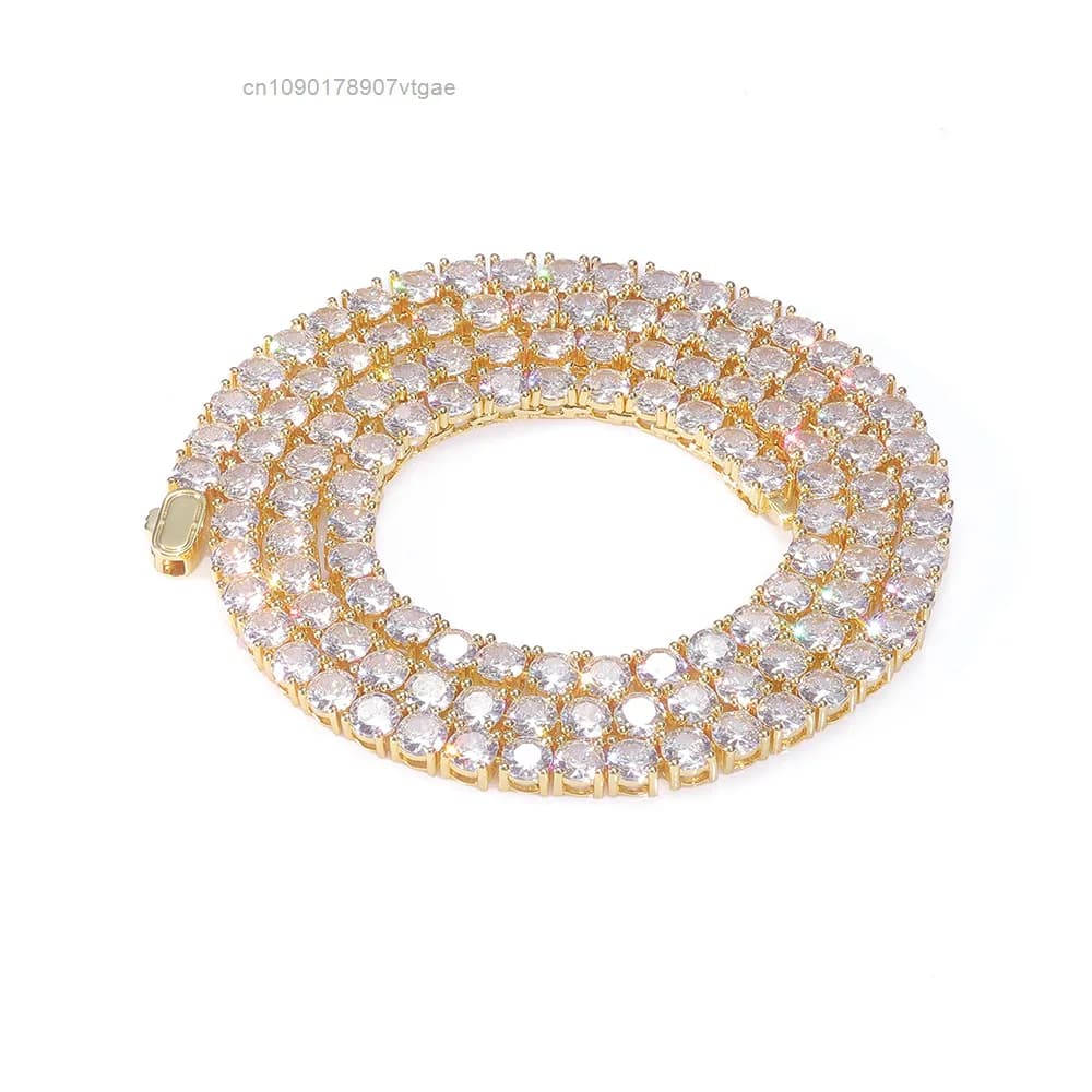 S925 NUOYA Silver Moissanite Tennis Chain Full Diamond Sparkling Necklace Bracelet Luxury Jewelry Gifts for Women.