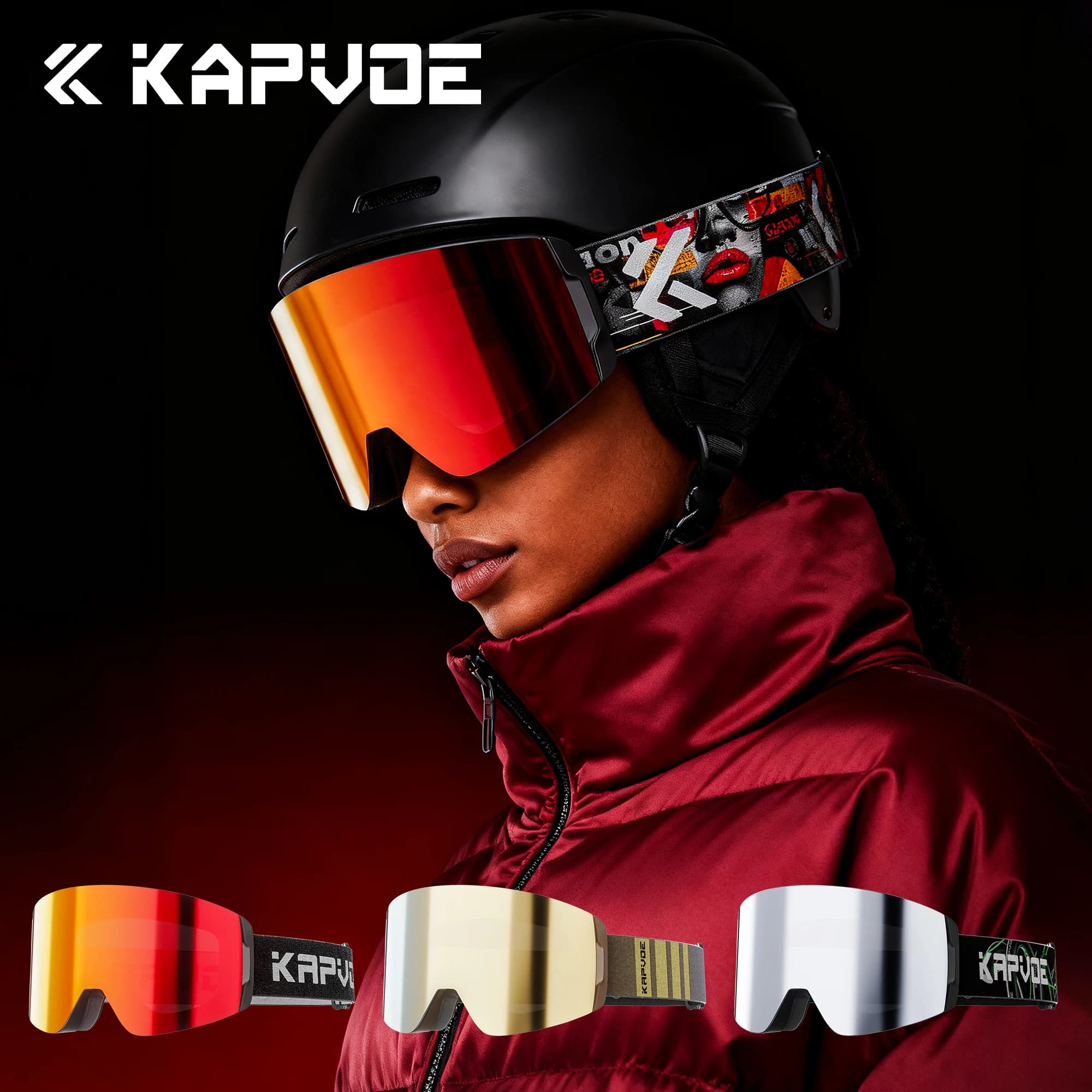 Kapvoe Nuovi Occhiali Da Sci Magnetici Doppio Strato Anti-fog HD Fotocromatici Sci Uomo Donna Ampia Visione Snowboard All'aperto UV400 Neve