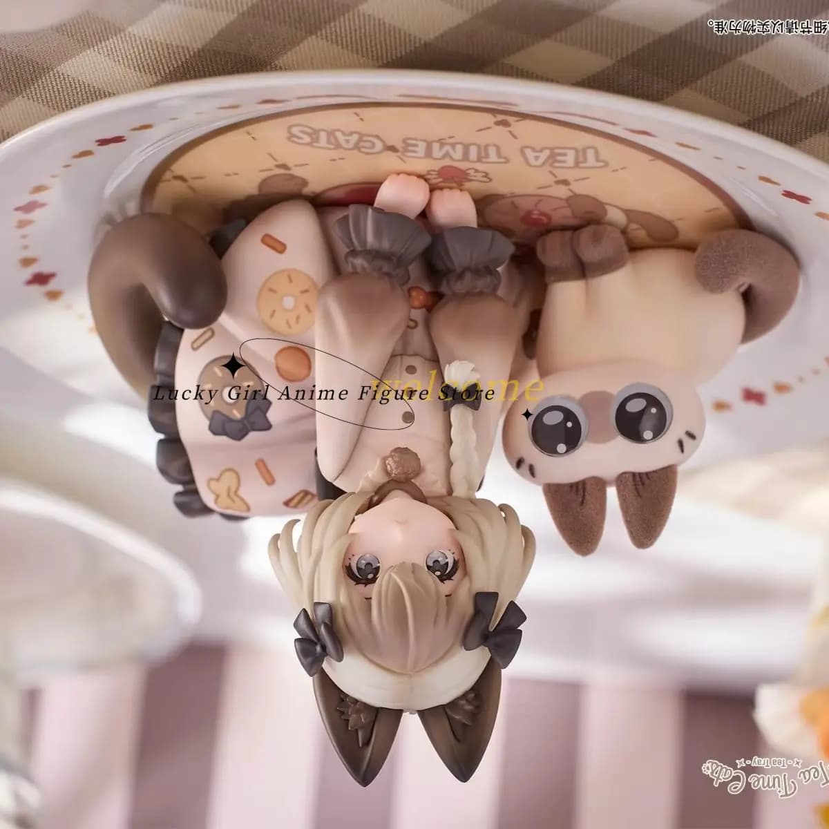 Disponibile Originale RIBOSE Tea Party Cat Gatto Siamese Little Beans Set Co-Branded Amicizia Statuetta Anime Giocattolo Decorazione Bambola