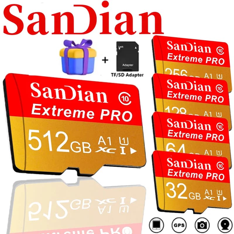 Memory Card 512GB 128GB 64GB 32GB Lightweight Micro TF SD Card A1 SD Cards TF Cards High Performance for VR Headset/E-Reader/Han