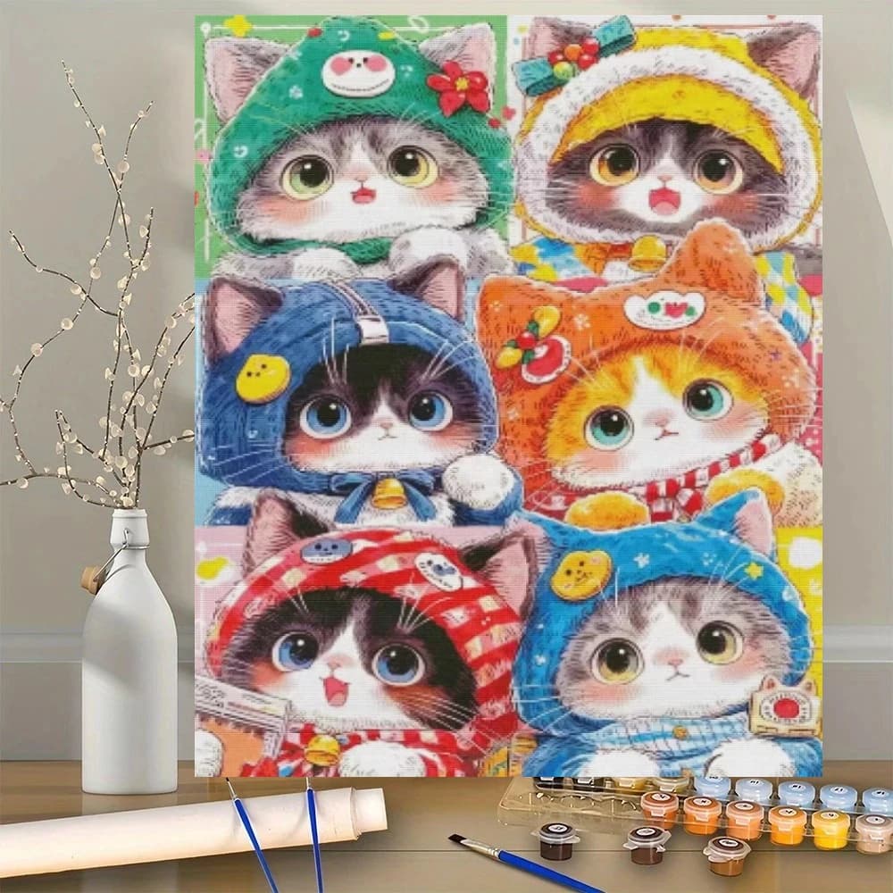 Acrylic Paint By Numbers Cat Lovers Painting By Numbers on Canvas Coloring By Number for Adults Paint Digital Art