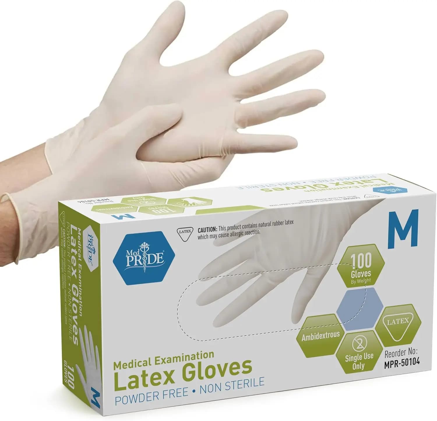 Guanti da Esame in Lattice Spessi 5 Mil, Senza Polvere, Non Sterili, Resistenti, Confezione da 100