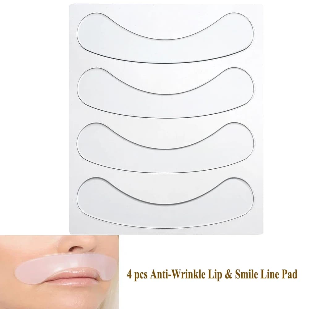 4 pieces anti-wrinkle lips and smile line silicone gel reusable anti-aging collagen patch for facial lifting prevents nasolabial wrinkles