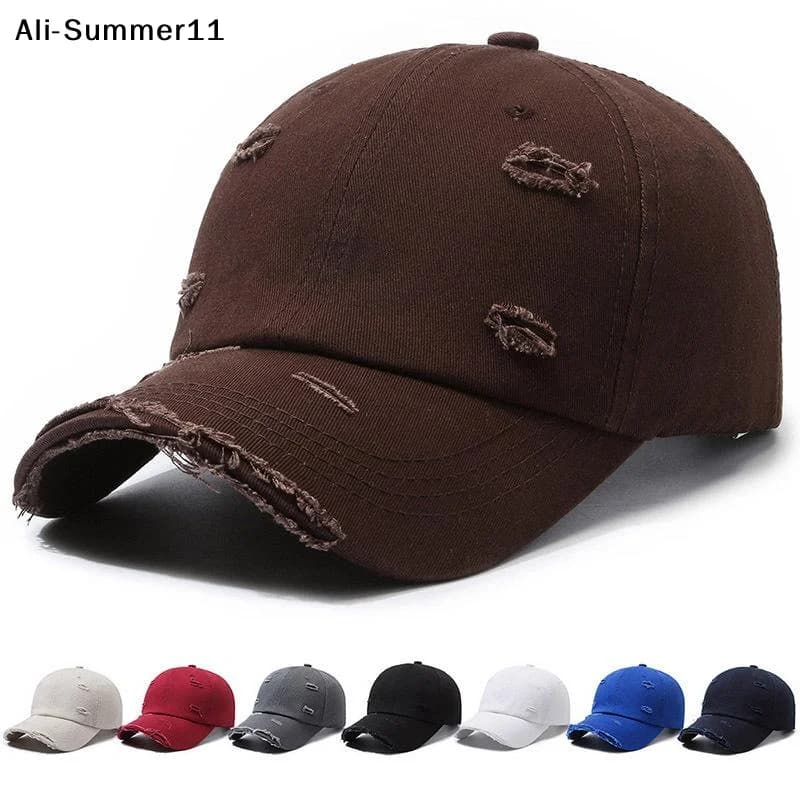 【U11】Fashion Retro Washed Hole Baseball Caps Hip Hop Snapback Peaked Cap Sun Hats For Women And Men