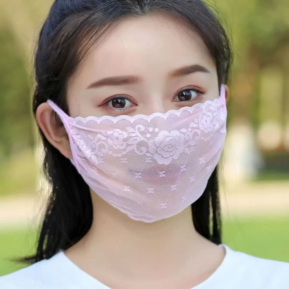 Maschera da ciclismo alla moda, traspirante, con protezione solare, design in pizzo ultrasottile, protezione UV, copertura elastica per il viso, per esterni