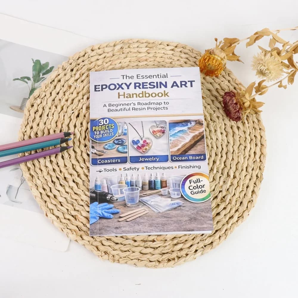 Epoxy Resin Art Handbook, 30 DIY Resin Projects Beginner Guide, 14x21cm Resin Craft Book with Coasters Jewelry Ocean Board, Tool