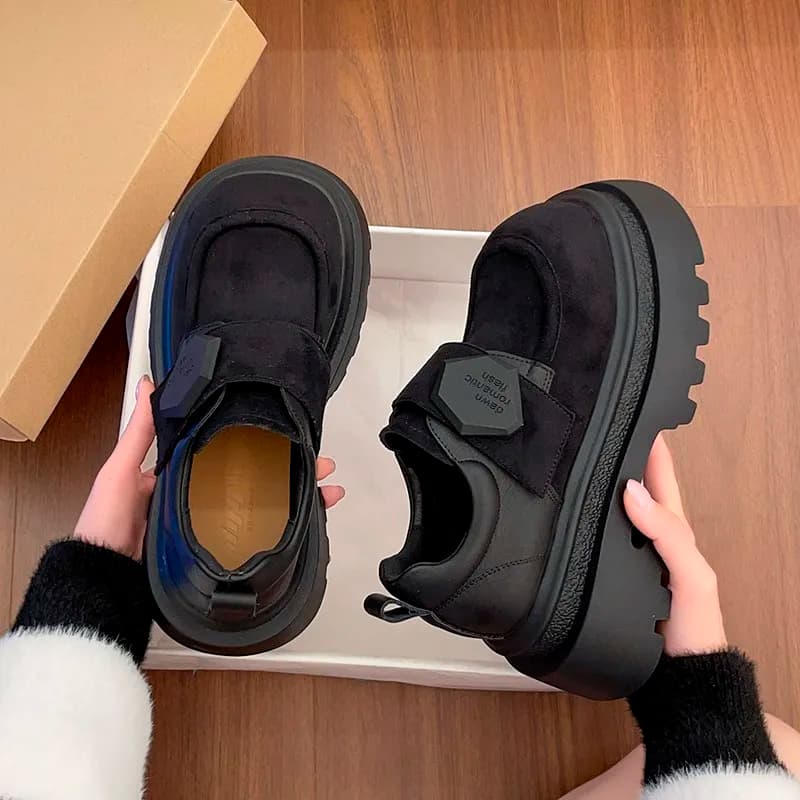 Fashionable Simple Round-Toe Anti-Collision Thick-Soled Women's Loafers with Velcro, 2026 New Spring Season