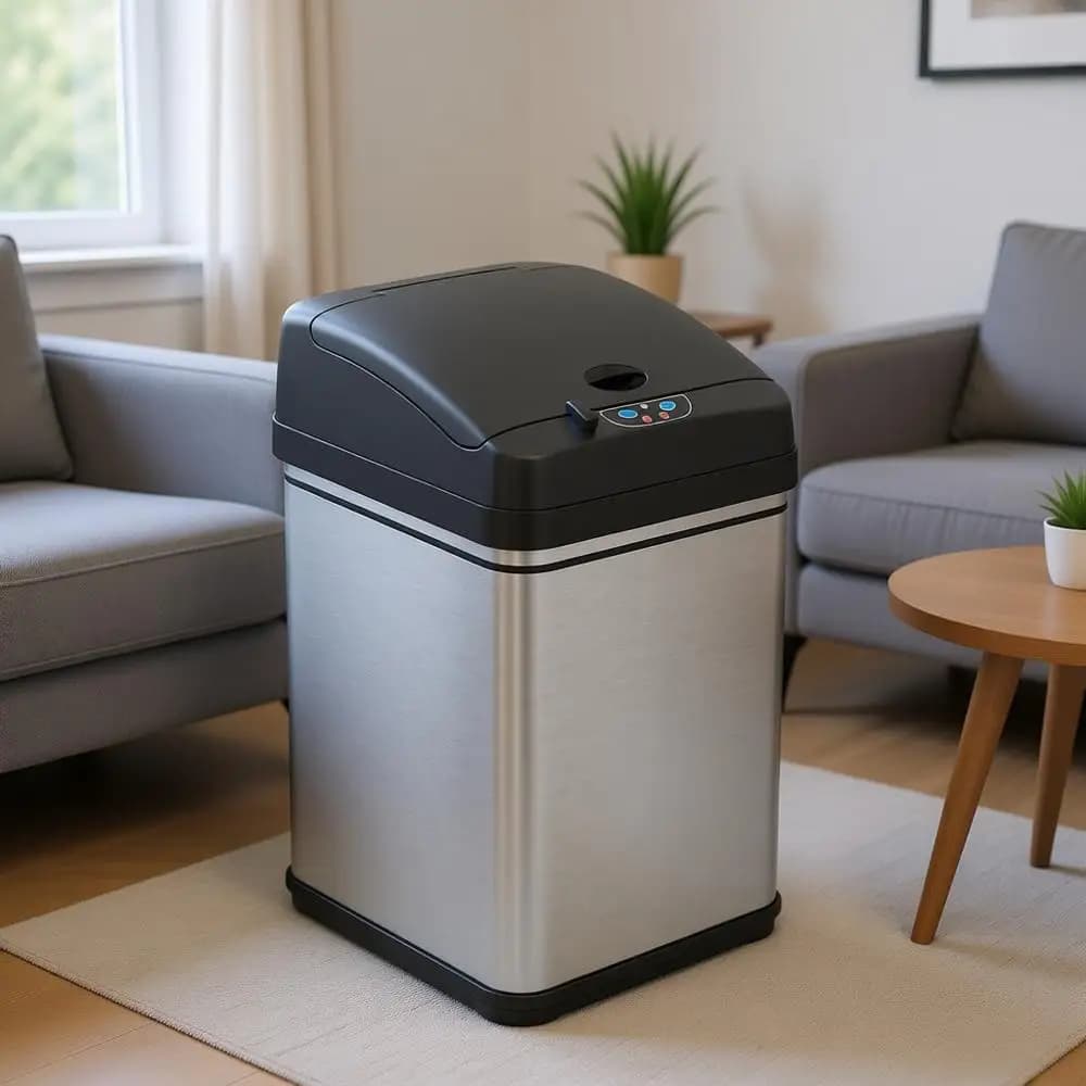 Cestino per Rifiuti da Cucina con Sensore da 8 Galloni (30 Litri), con Coperchio, Filtro Anti-Odore, in Acciaio Inossidabile, Bidone Automatico per Riciclaggio, Protegge dai Contatti con gli Animali Domestici