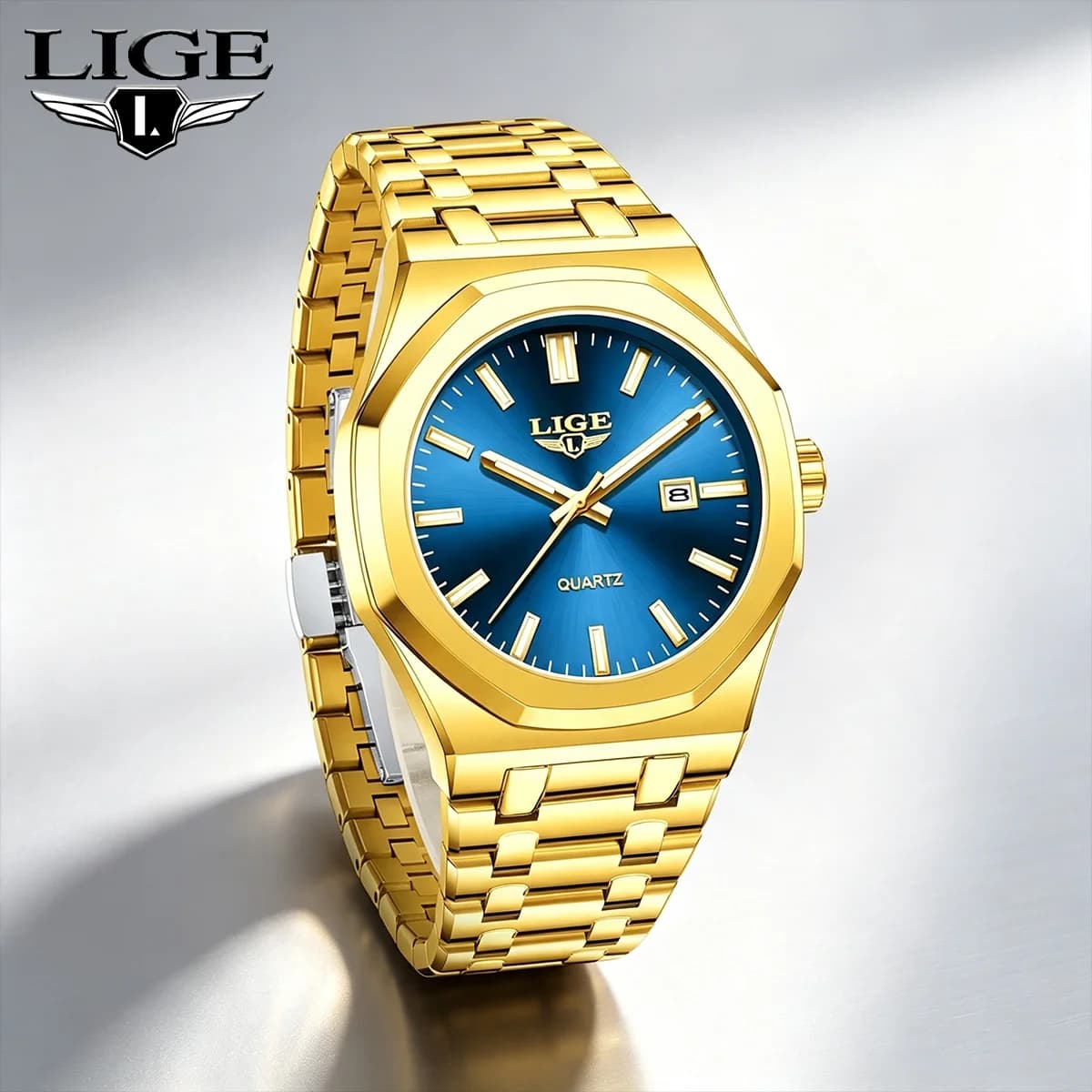 LIGE Watches For Men Original Top Luminous Date Stainless Steel Men's Wristwatch Classic Business Waterproof relogio masculino