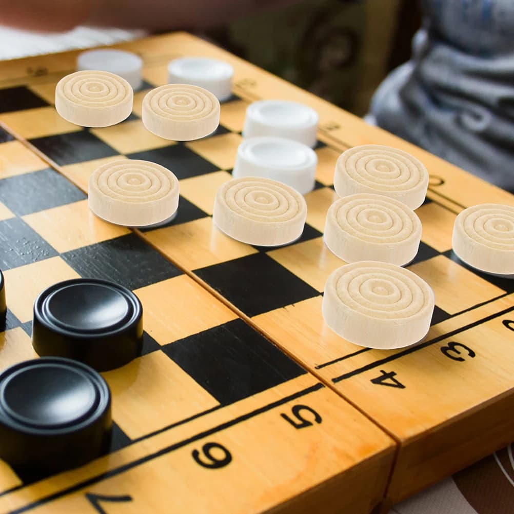 24 pezzi di scacchi per backgammon in legno pezzi di dama Accessorio per giochi da tavolo Dama Pezzi di backgammon Puntelli Nuovo