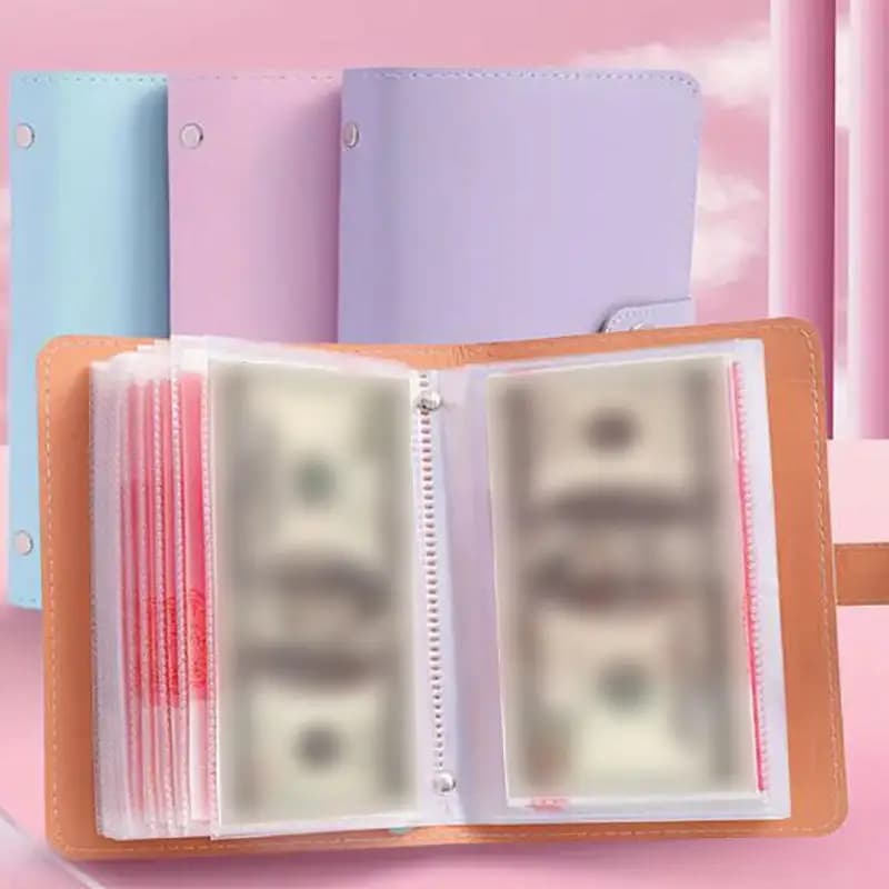 Raccoglitore per pianificatore di budget con 100 buste per contanti Notebook per sfide di risparmio di denaro Nuovo libro di budget Risparmio Sfida Organizzatore di risparmio