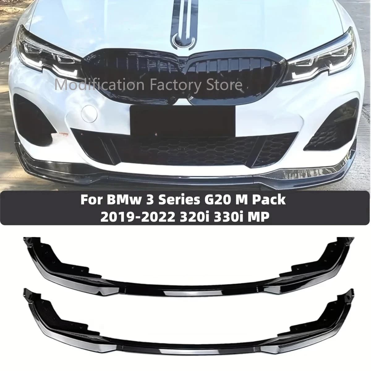 New Car Front Bumper Splitter Lip For BMW 3 Series G20 G21 320i 330i 2019-2022 M Style Front Diffuser Guard Body Kit Cover