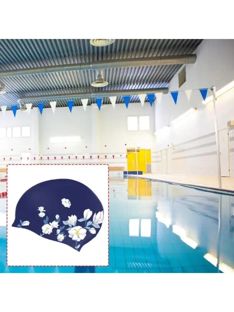 Floral Swimming Cap for Women and Kids Swimming Soft Stretchy Silicone Swim Hat