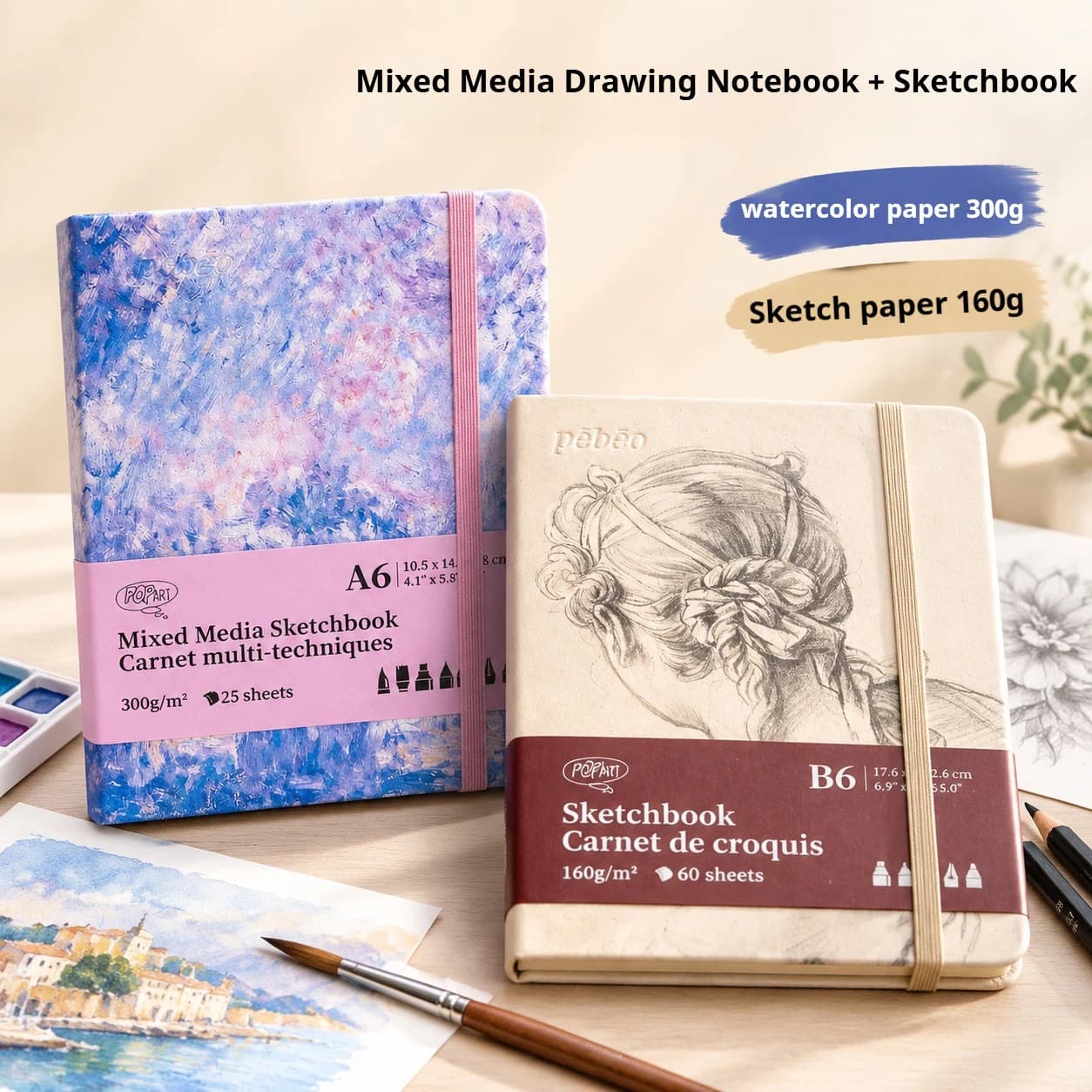 A5/A6/B6 Square Watercolor Book Artists Paper Pads Medium Grain Water Color Paper For Painting Drawing Sketchbook Mixed Medias