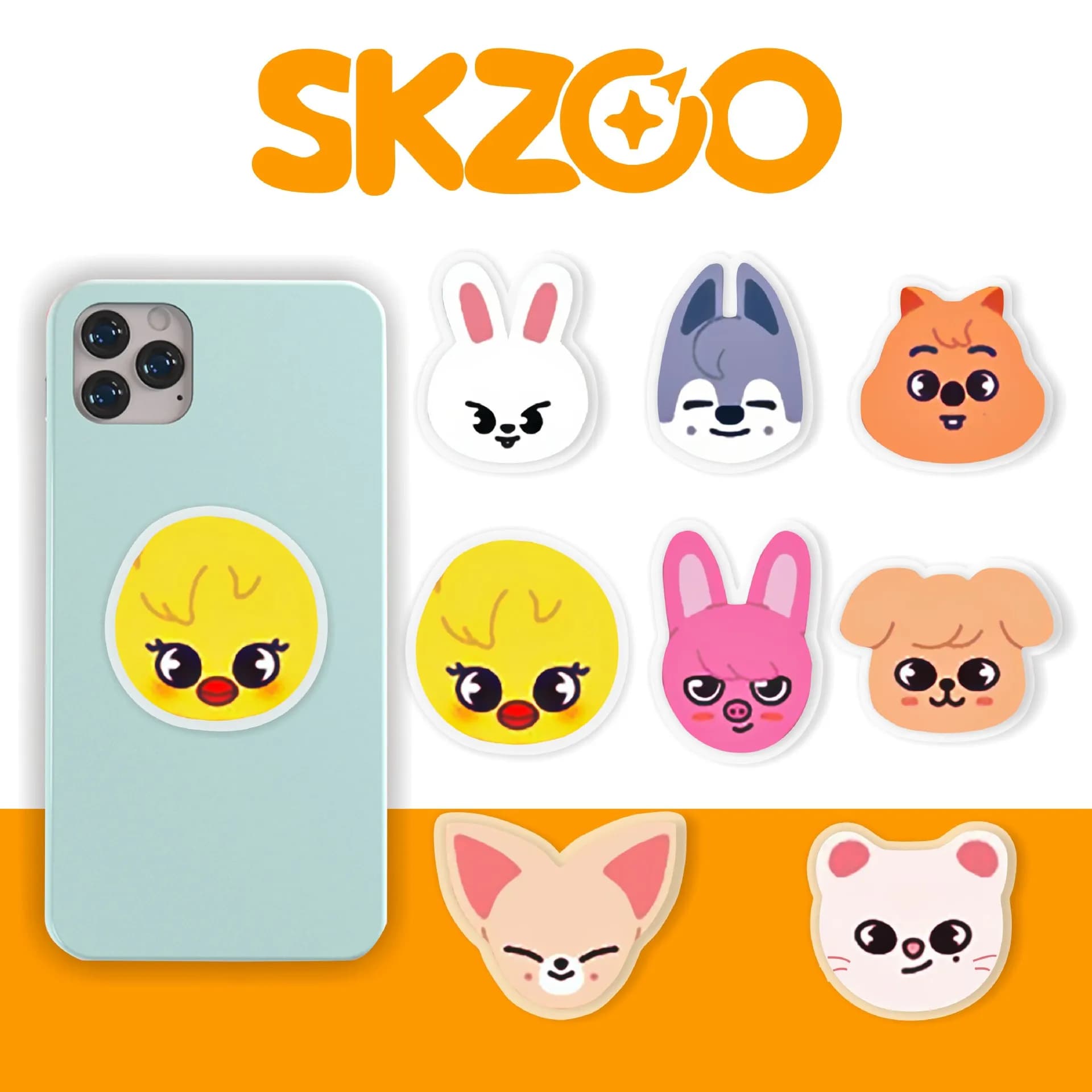 SKZOO Supporto Retrattile Trasparente per Telefono Cellulare in Acrilico a Tema Testa Grande, Perfetto per i Fan da Portare Sempre con Sé