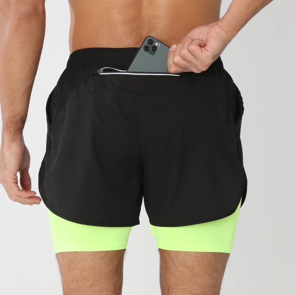 2025New Pantaloncini da corsa da uomo Pantaloncini sportivi da palestra 2 in 1 Allenamento ad asciugatura rapida Palestra Fitness Pantaloni corti da jogging Pantaloncini da uomo estivi