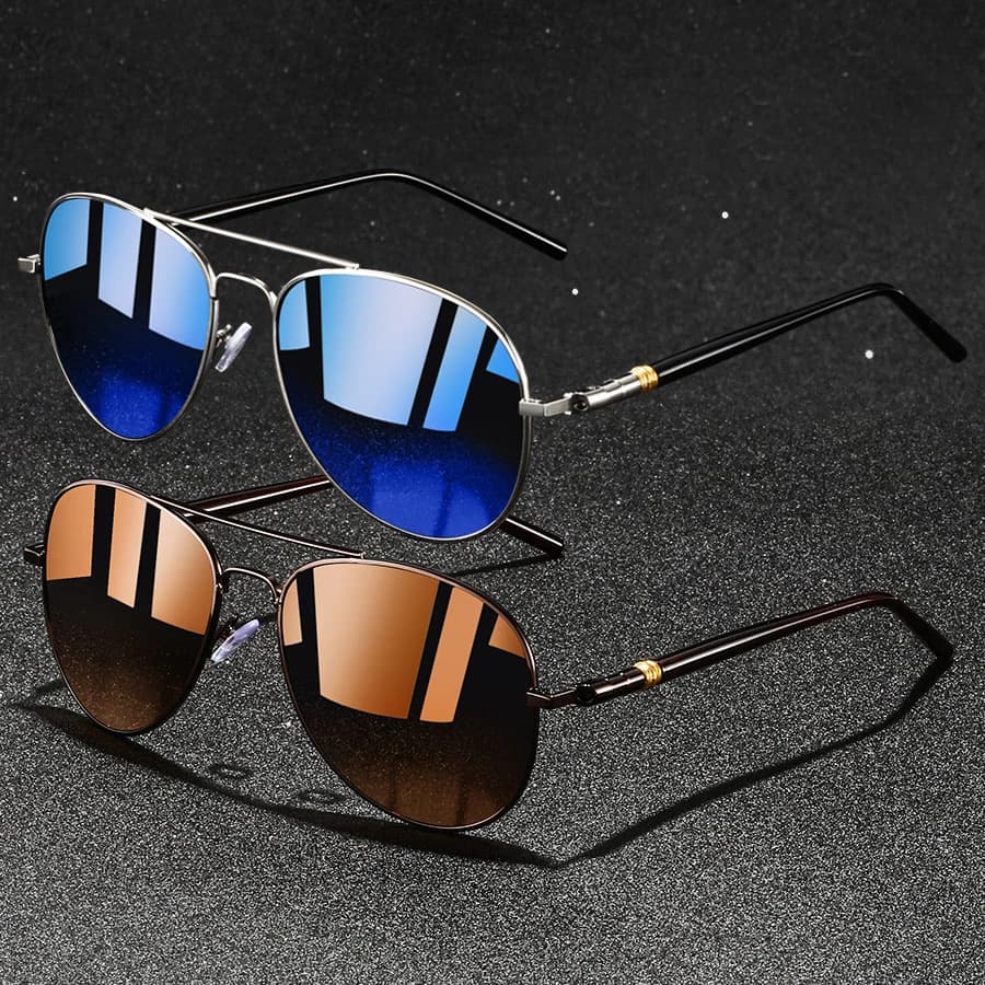 2PCS Classic Vintage Sunglasses Men Women Pilot Driving Fishing Sun Glasses Fashion Brand Designer high-quality Leisure Eyewear