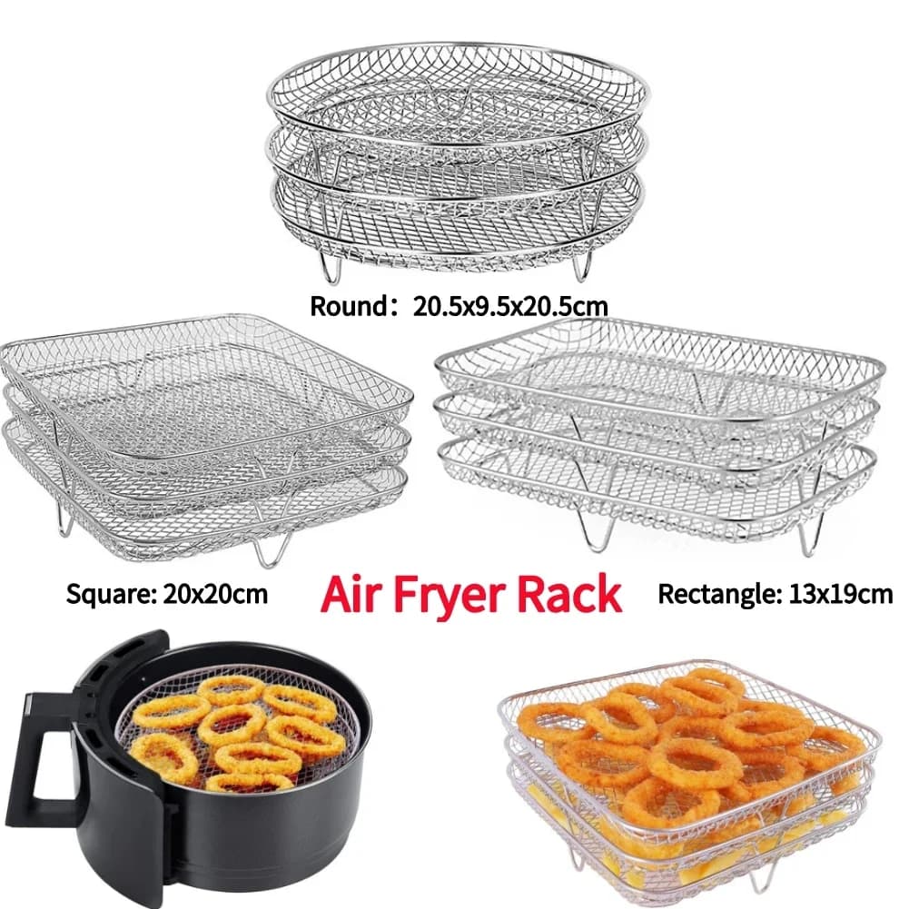 Stackable 3 Layers Air Frying Grid Grid for Anti-corrosion Stainless Steel Grill For Home Kitchen Steam Oven Gasket For Cooking