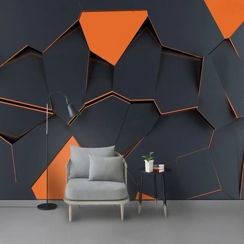 Grande semplice e moderno 3D astratto geometrico color block TV lussuosa decorazione della casa camera da letto sfondo muro