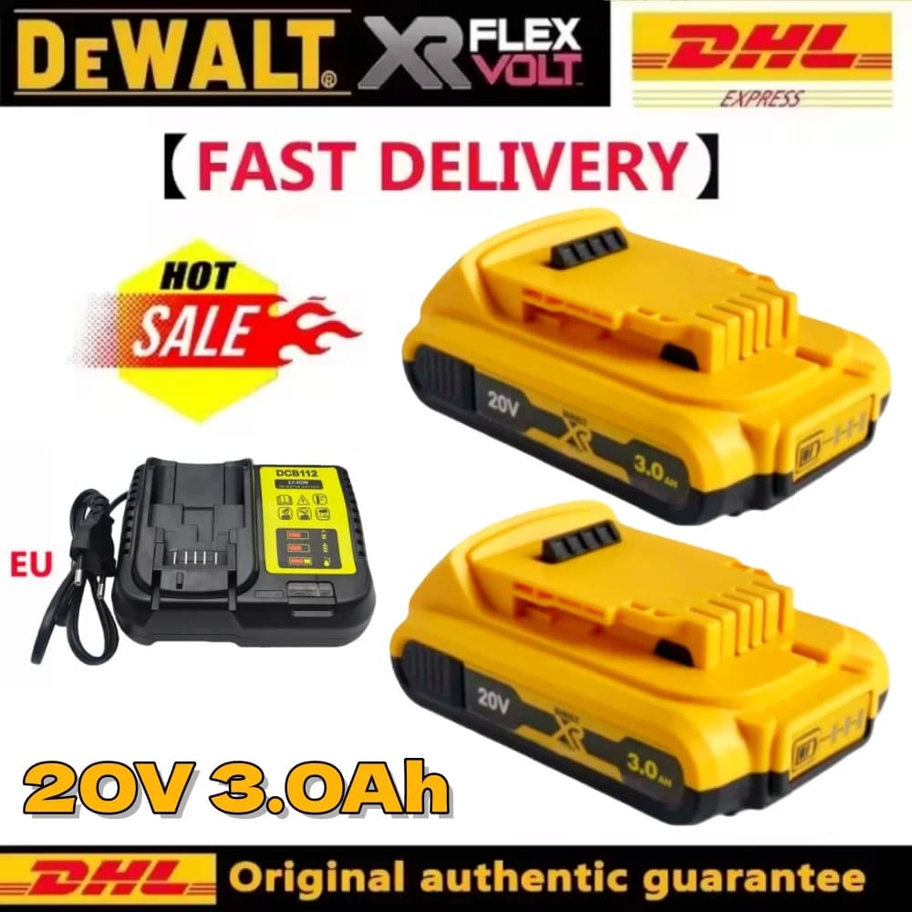 Batterie al Litio 100% Compatibili per DeWalt 18V 20V Max, Batteria agli Ioni di Litio 20V 3Ah DCB203, Sostituzione per DCB206 DCB205 DCB204 DCB200, Utensili Elettrici