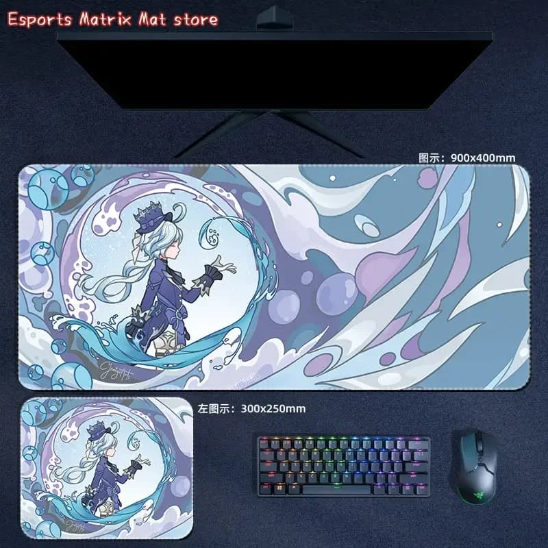 Tappetino per mouse di grandi dimensioni con personaggi di Genshin Impact, antiscivolo, impermeabile, per accessori da gioco per computer e PC
