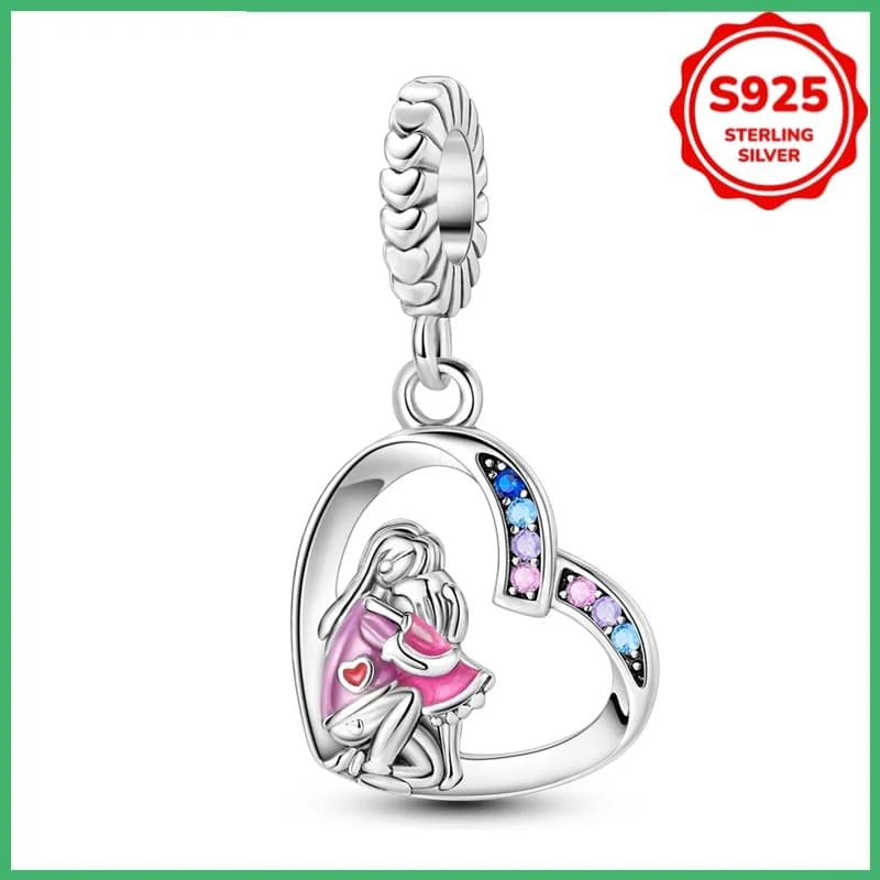 Perline di fascino originale migliore amico madre figlia in argento sterling 925 adatte per collane bracciali fai da te, regalo di gioielli di compleanno