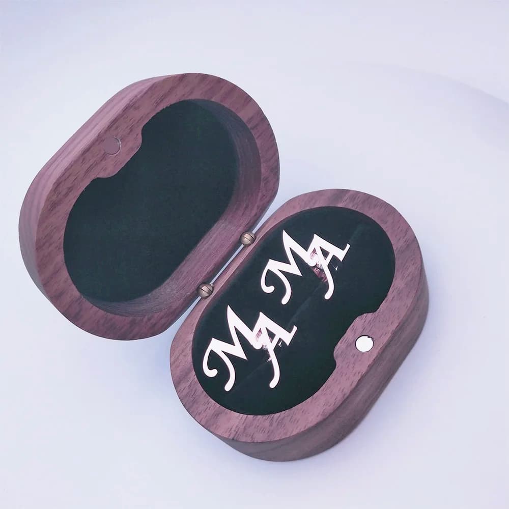 Gemelli in acciaio inossidabile da uomo personalizzati Tangula per iniziali dello sposo Gemelli con confezione regalo in quercia Regalo di gioielli per lo sposo di nozze